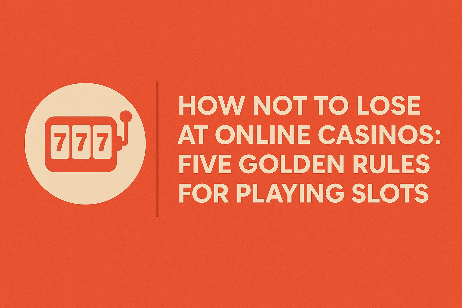How Not to Lose at Online Casinos: Five Golden Rules for Playing Slots