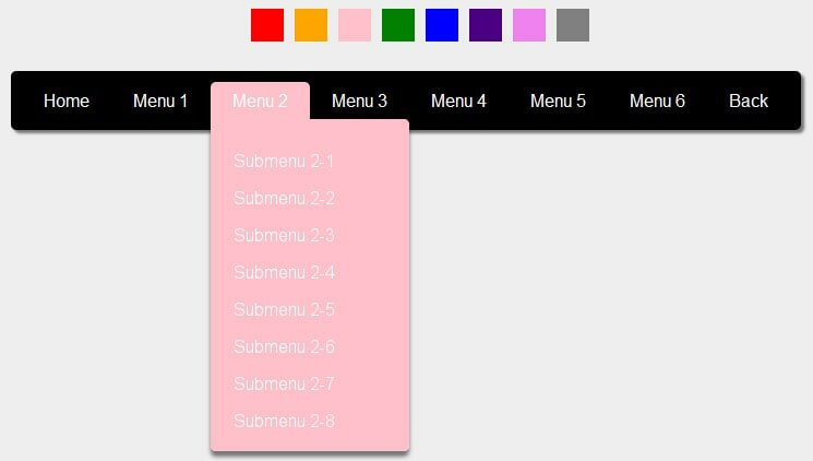 CSS3 multicolor menu