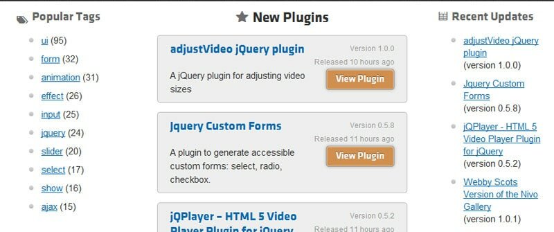 jQuery Plugin Registry