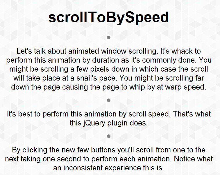 scrollToBySpeed - анимация скролла 